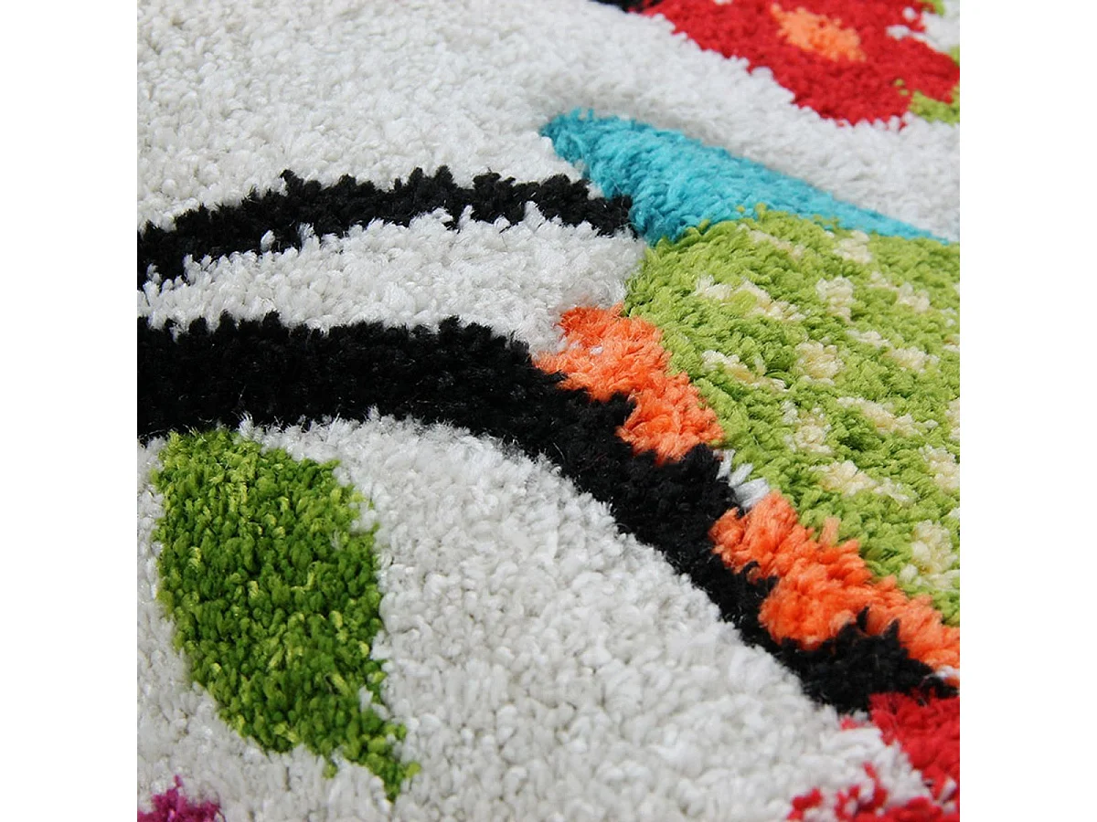 CHOUETTES - Tapis enfant toucher laine imprimé chouettes écru 100x150