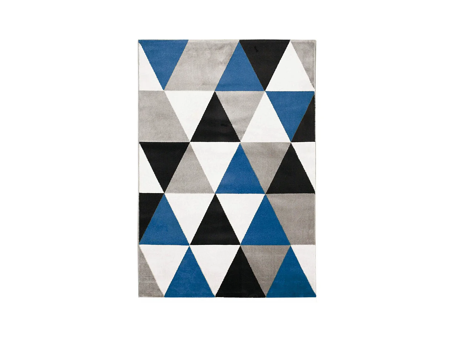 GEO SCANDI - Tapis toucher laineux motif triangles bleu 150x220