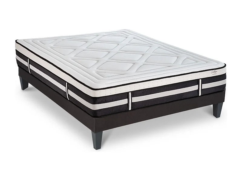 Matelas Calliope Mousse Haute densité Accueil Mémoire de forme et sommier tissu gris - 160 x 200 cm