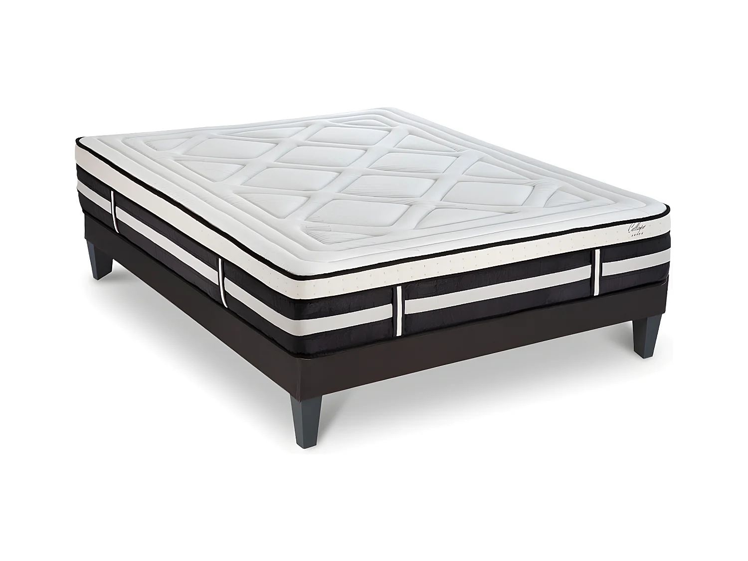 Matelas Calliope Mousse Haute densité Accueil Mémoire de forme et sommier tissu gris - 140 x 190 cm