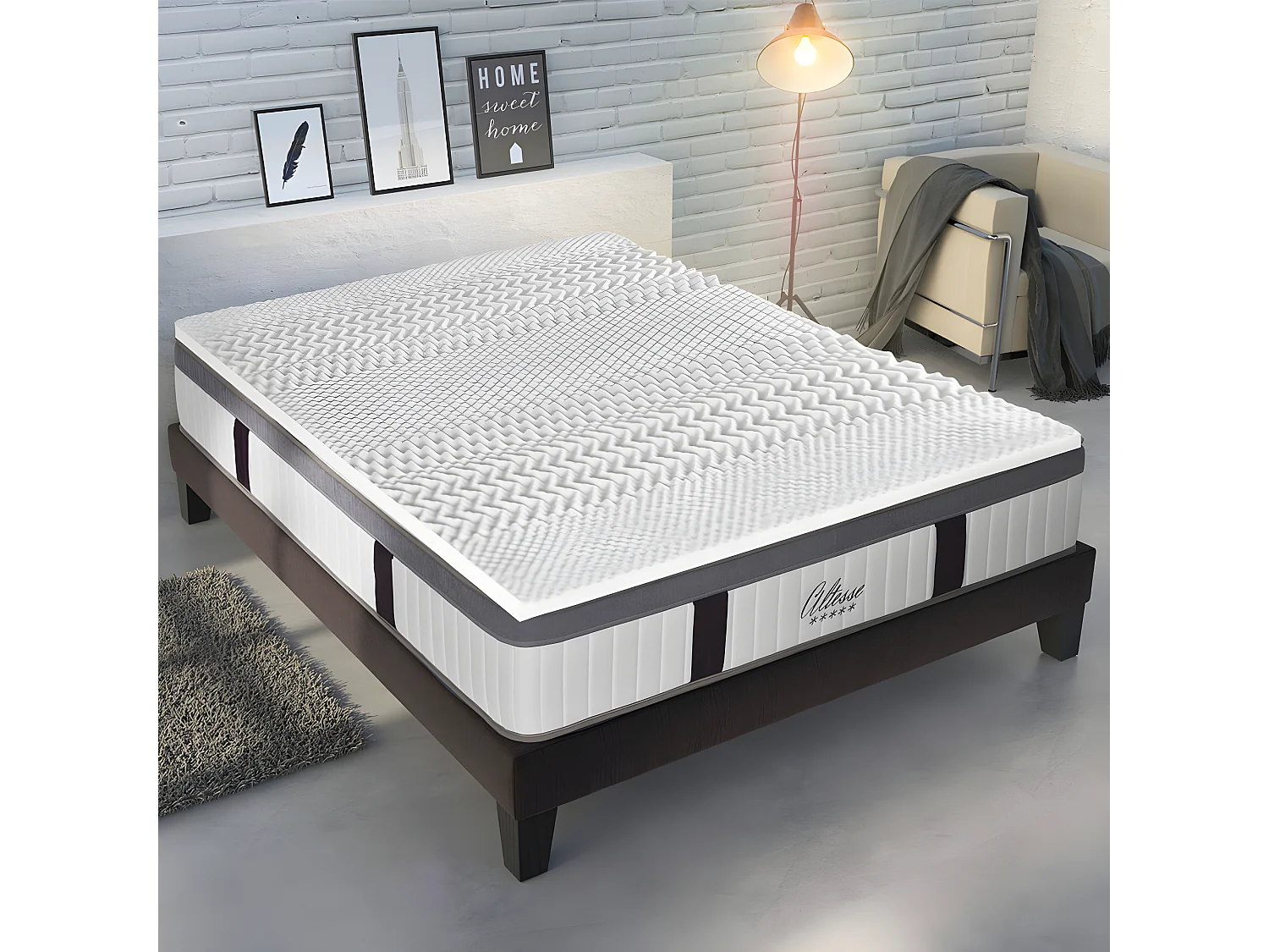Surmatelas 6 cm Mémoire de forme 7 zones de confort 180x200 cm