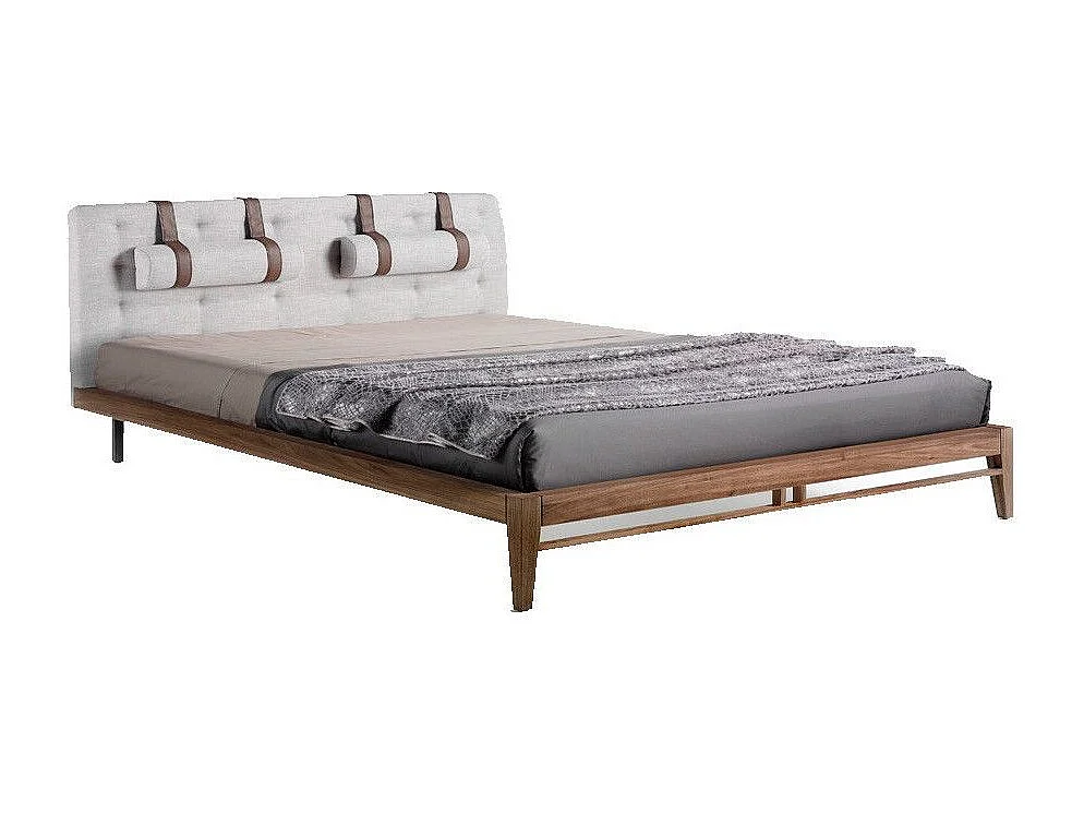 Lit tufté en tissu gris