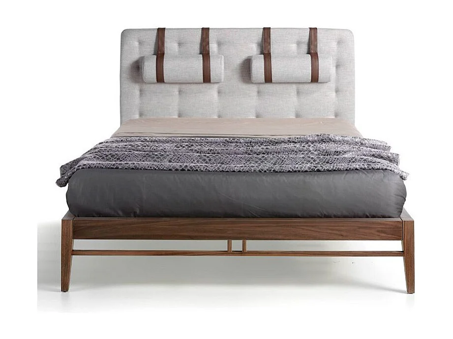 Lit tufté en tissu gris