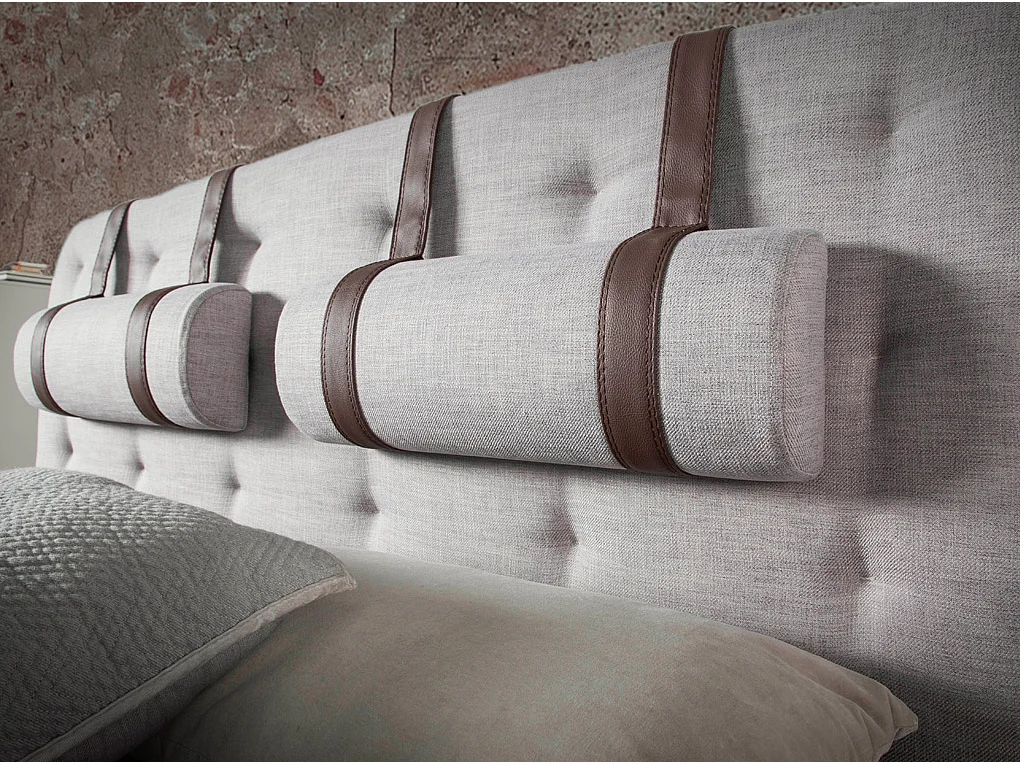 Lit tufté en tissu gris