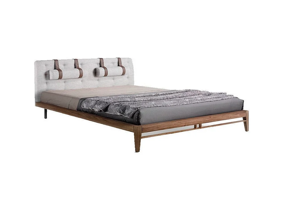Lit tufté en tissu gris