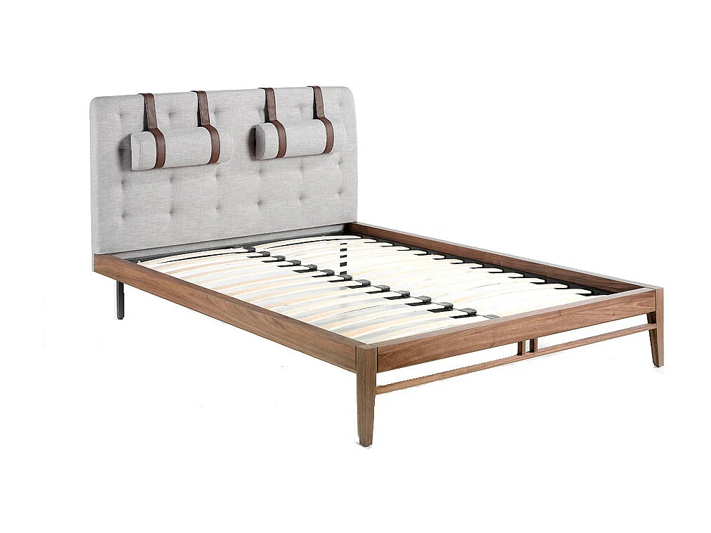 Lit tufté en tissu gris