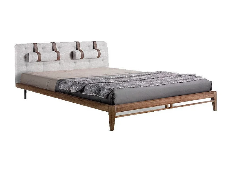 Lit tufté en tissu gris