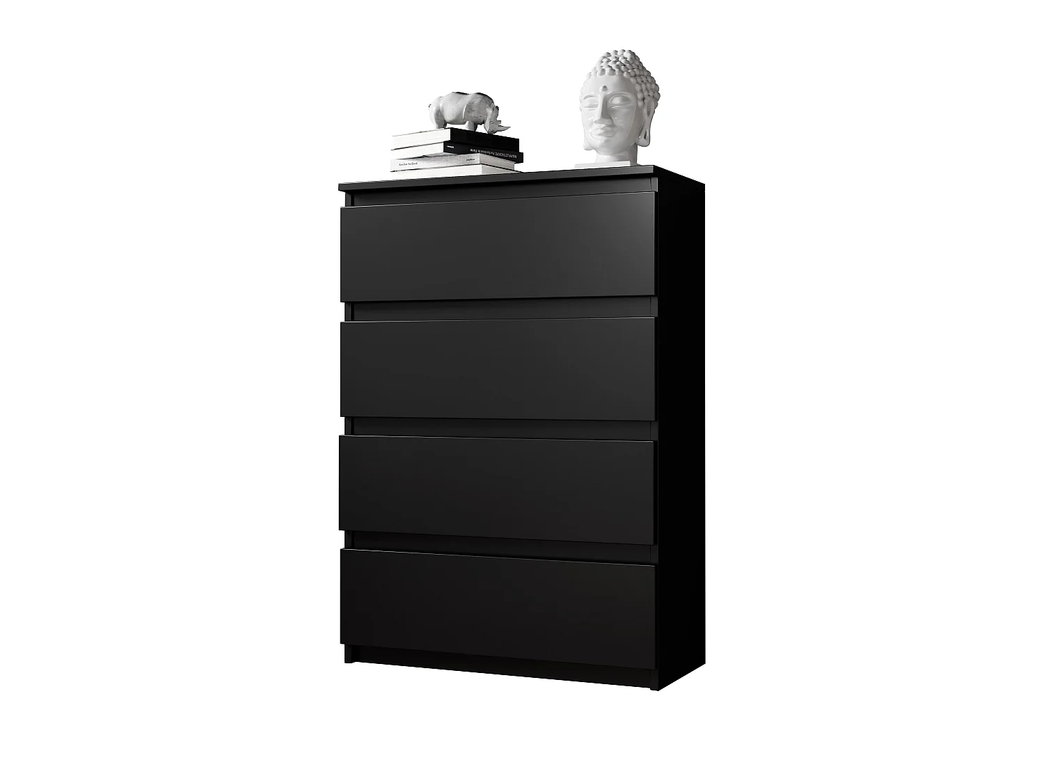 FURNIX commode/ meuble de rangement Arenal avec 4 tiroirs 70 x 37 x 98 cm noir mat style moderne