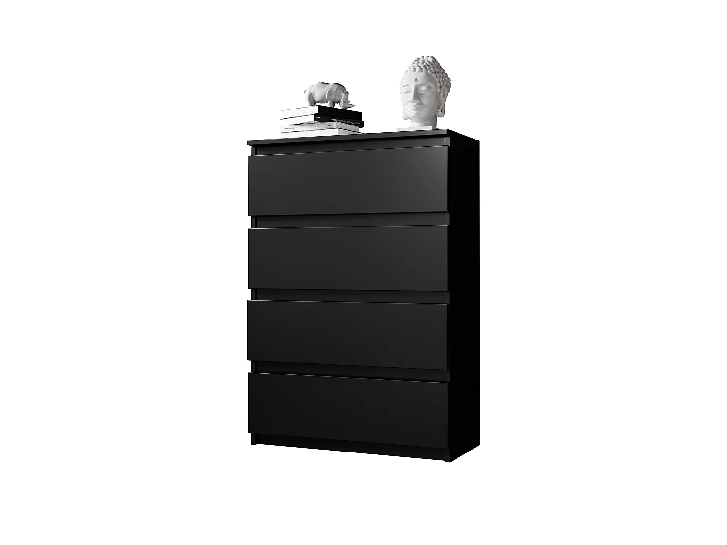 FURNIX commode/ meuble de rangement Arenal avec 4 tiroirs 70 x 37 x 98 cm noir mat style moderne