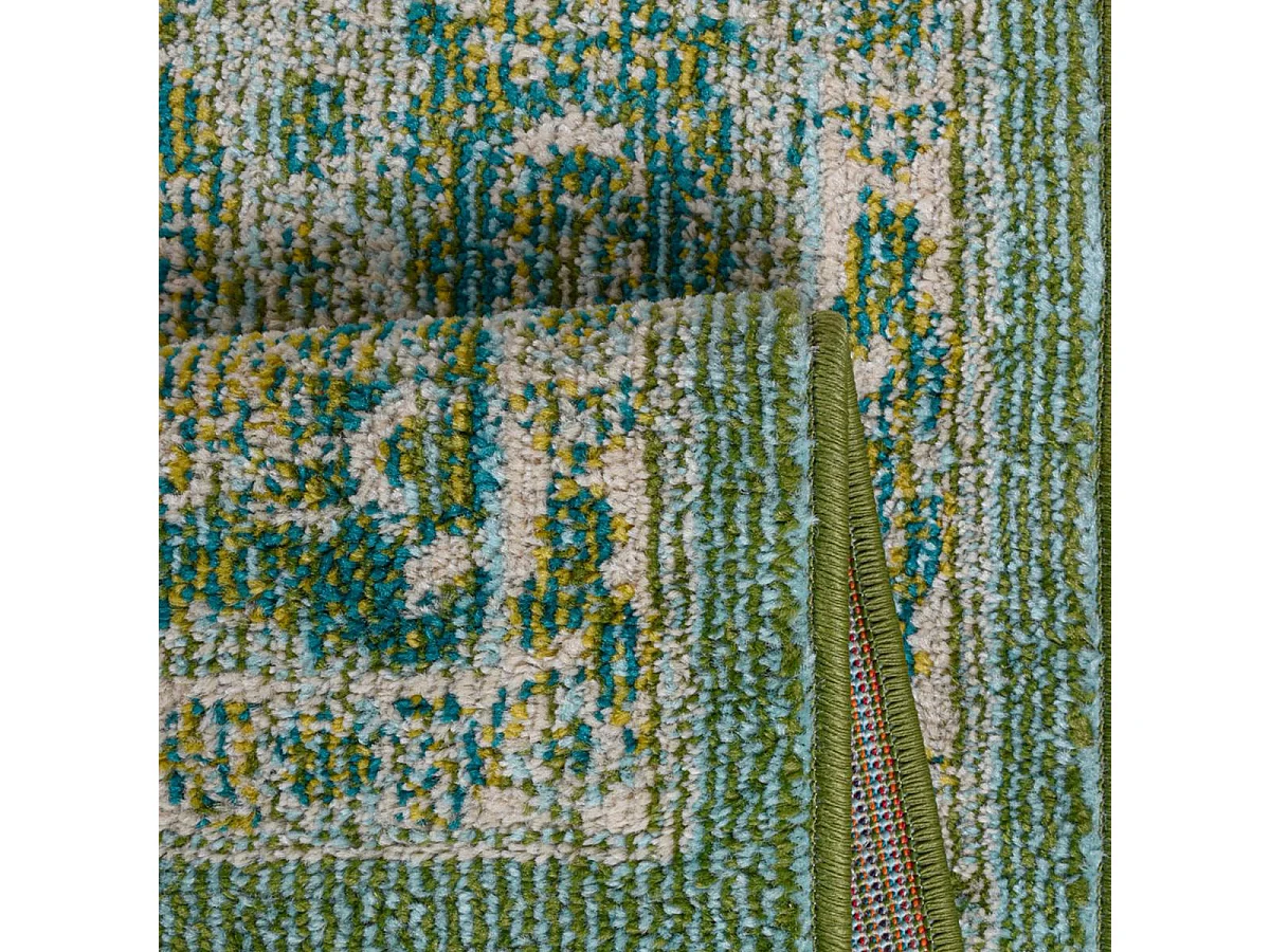 Tapis orient 160x230 rectangle vert et blanc tissé motif traditionnel OLNA
