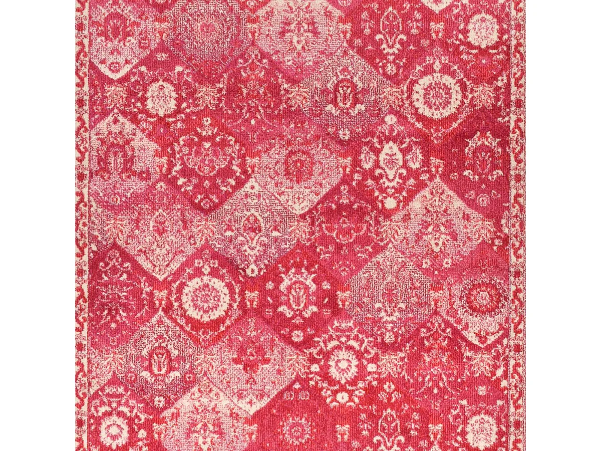 Tapis orient 200x290 rectangle rose et blanc tissé motif traditionnel OLNA