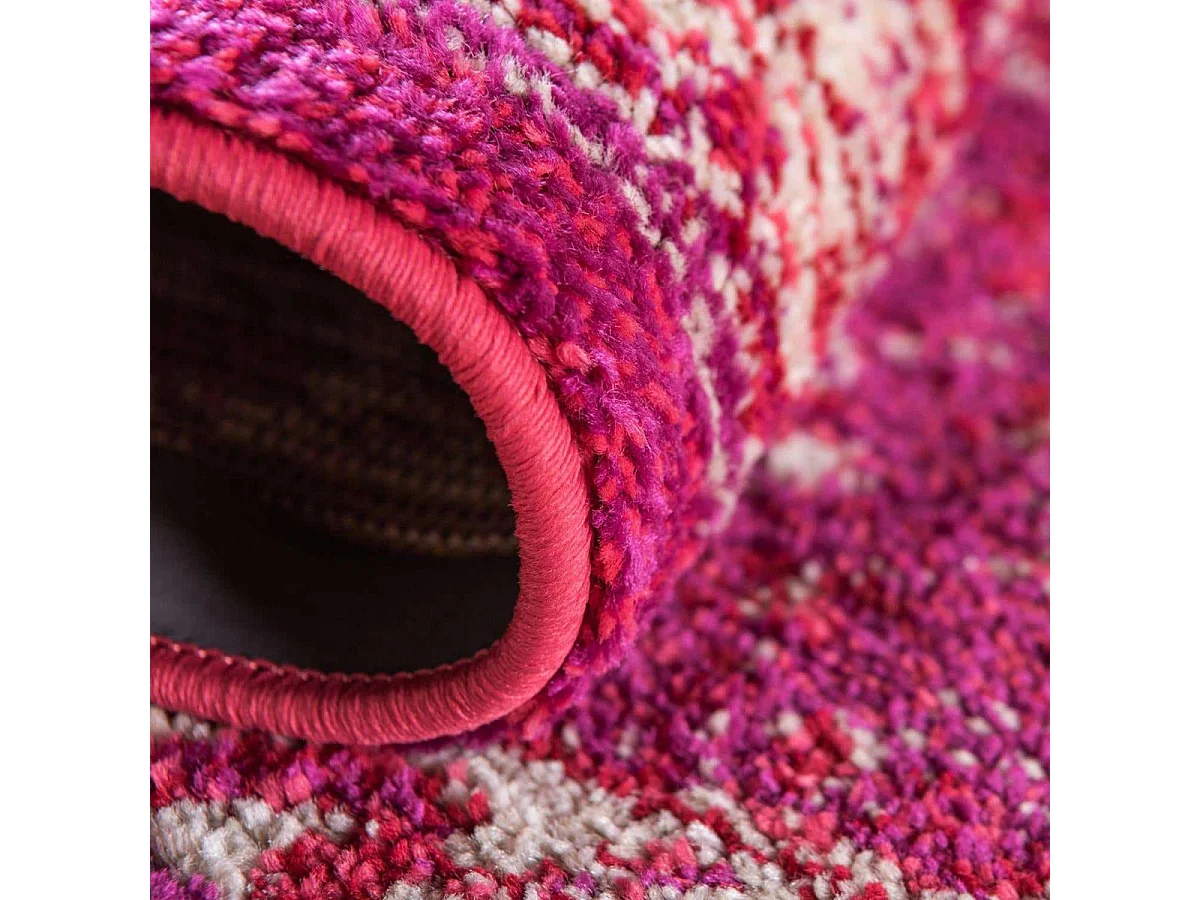 Tapis orient 200x290 rectangle rose et blanc tissé motif traditionnel OLNA