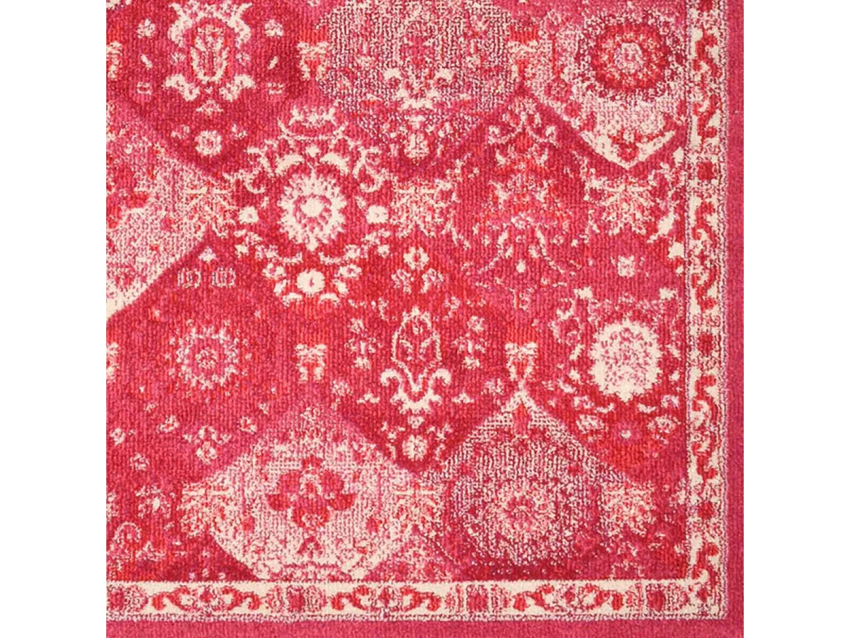 Alfombra Orient 200x290 rectangular rosa y blanco tejido patrón tradicional OLNA