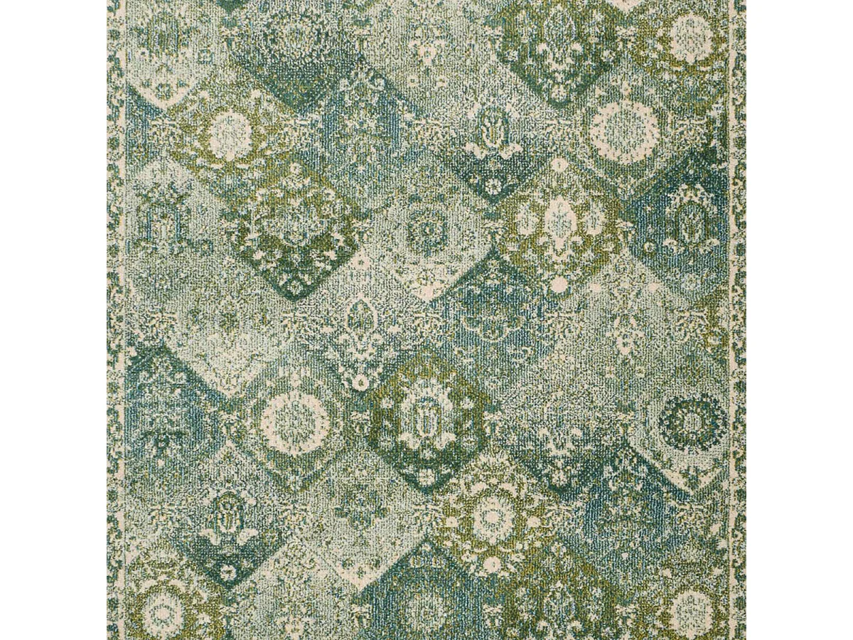 Alfombra Orient 200x290 rectángulo verde y blanco tejido patrón tradicional OLNA
