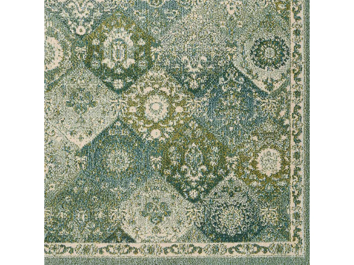 Alfombra Orient 200x290 rectángulo verde y blanco tejido patrón tradicional OLNA