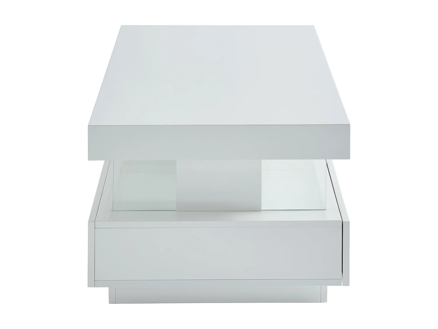 Tavolino con LED 2 cassetti e 2 vani MDF laccato bianco - FABIO