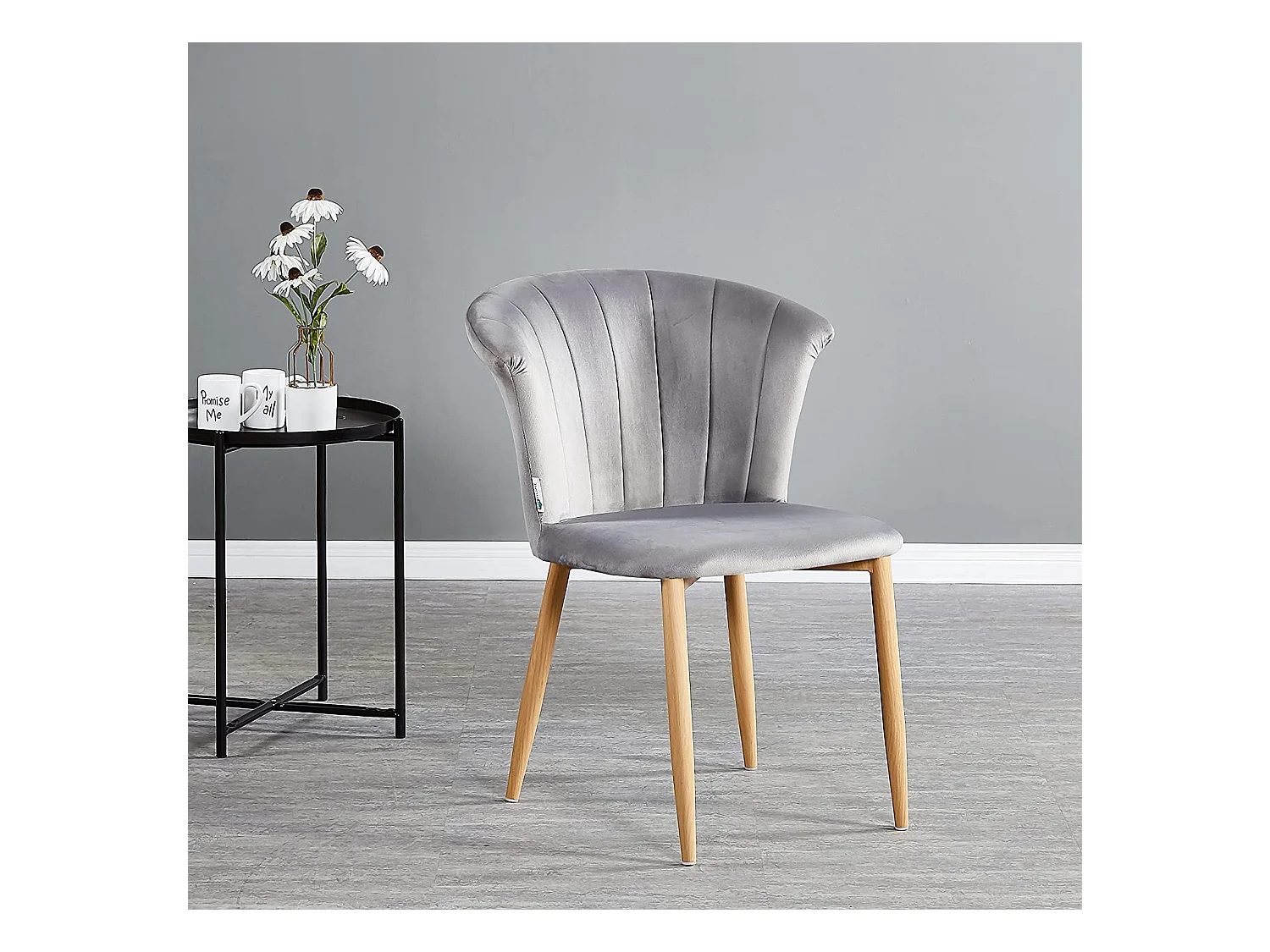 ELSA - Chaise en Velours Vintage - Gris