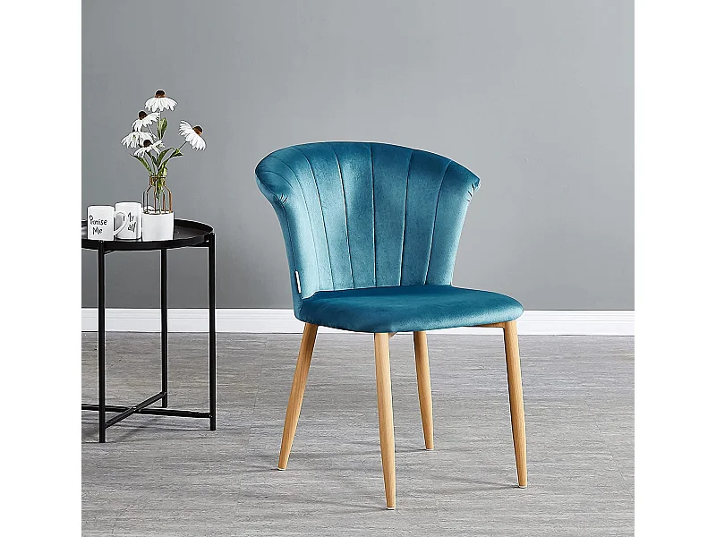 ELSA - Chaise en Velours Vintage - Bleu
