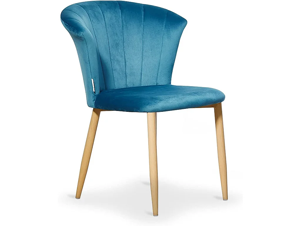 ELSA - Chaise en Velours Vintage - Bleu