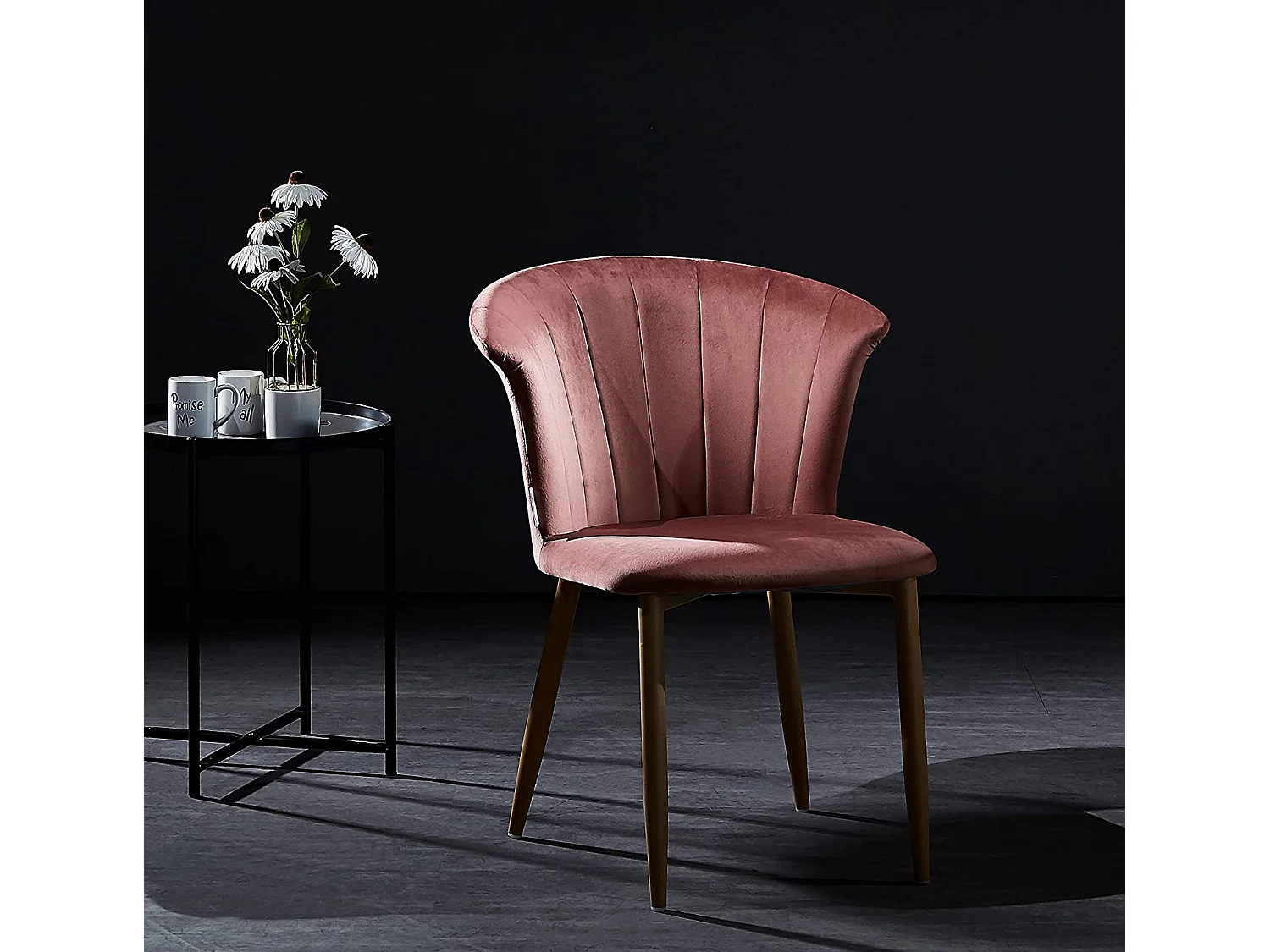 ELSA - Chaise en Velours Vintage - Rose