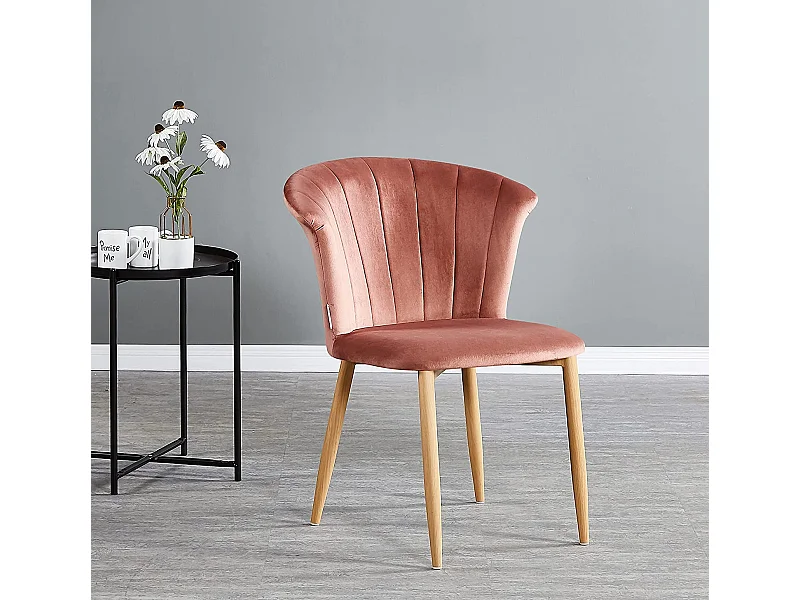 ELSA - Chaise en Velours Vintage - Rose