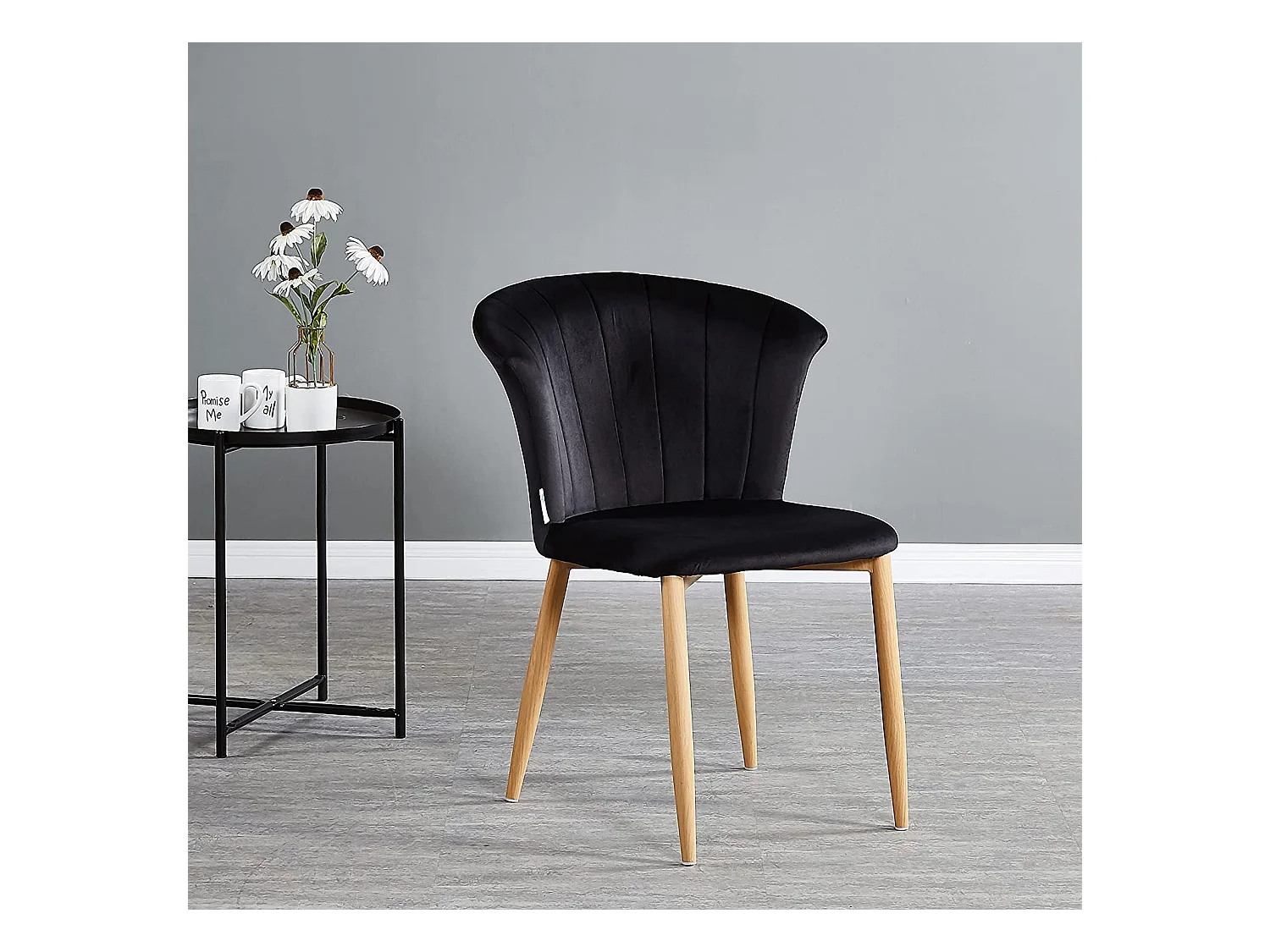 ELSA - Chaise en Velours Vintage - Noir