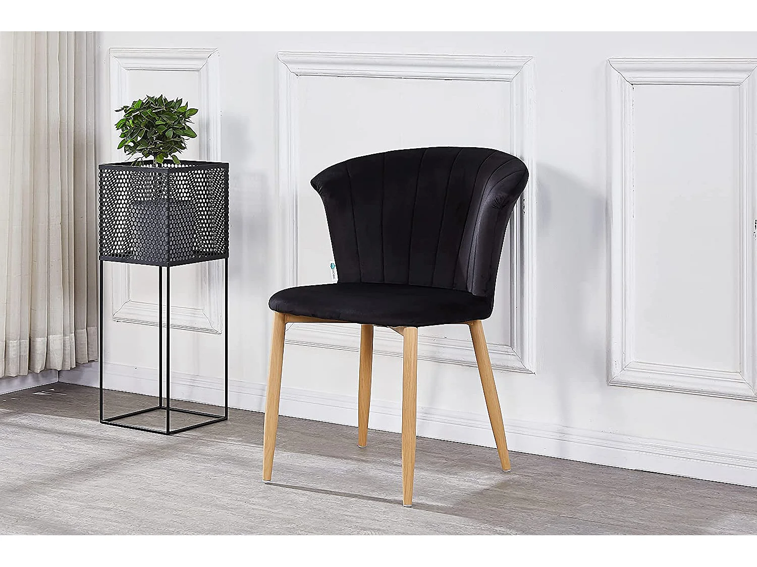 ELSA - Chaise en Velours Vintage - Noir