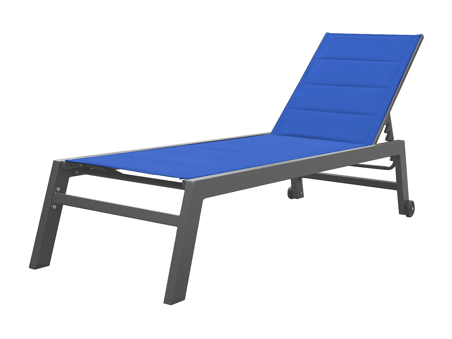 Bain de soleil BARBADOS en textilène bleu foncé - aluminium anthracite - HAPPY GARDEN