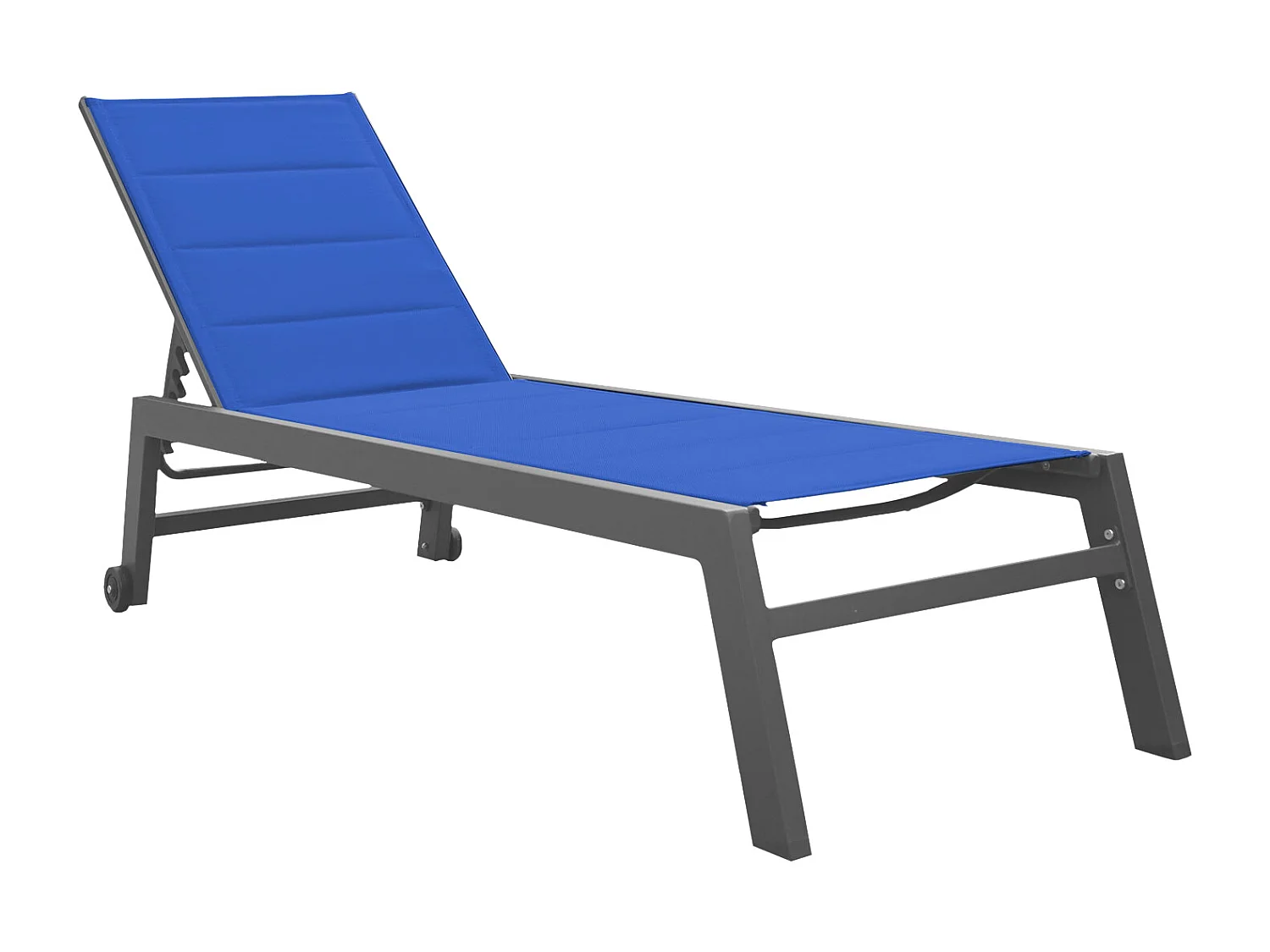 Bain de soleil BARBADOS en textilène bleu foncé - aluminium anthracite - HAPPY GARDEN