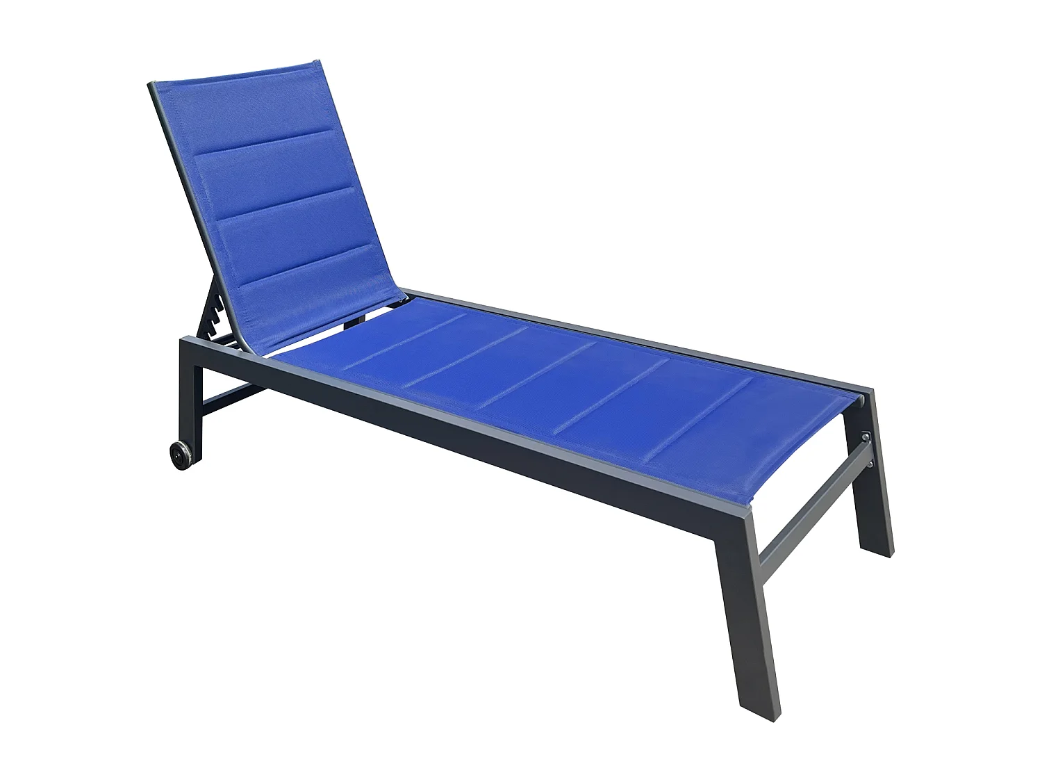 BARBADOS ligstoel in donkerblauw textilene - aluminium antraciet