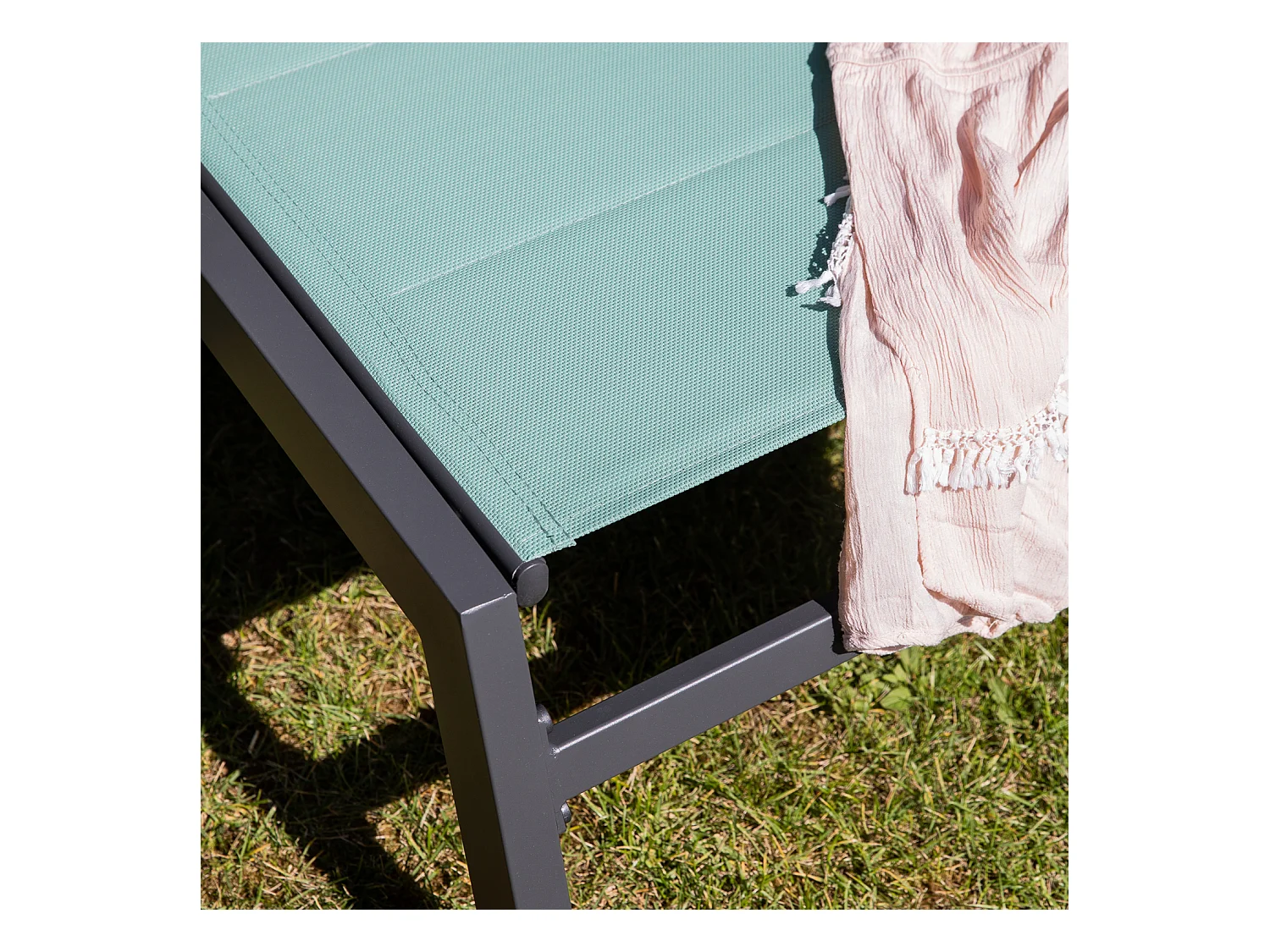 BARBADOS ligstoel in watergroen textilene - aluminium antraciet