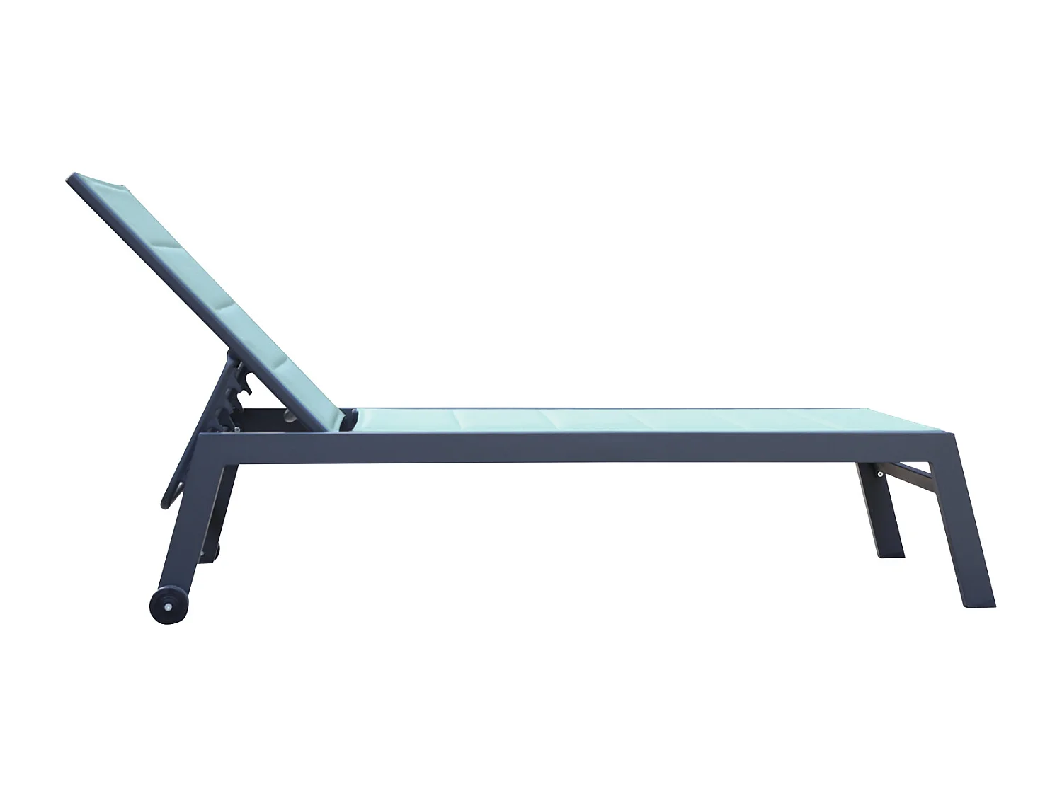 Bain de soleil BARBADOS en textilène vert d'eau - aluminium anthracite - HAPPY GARDEN