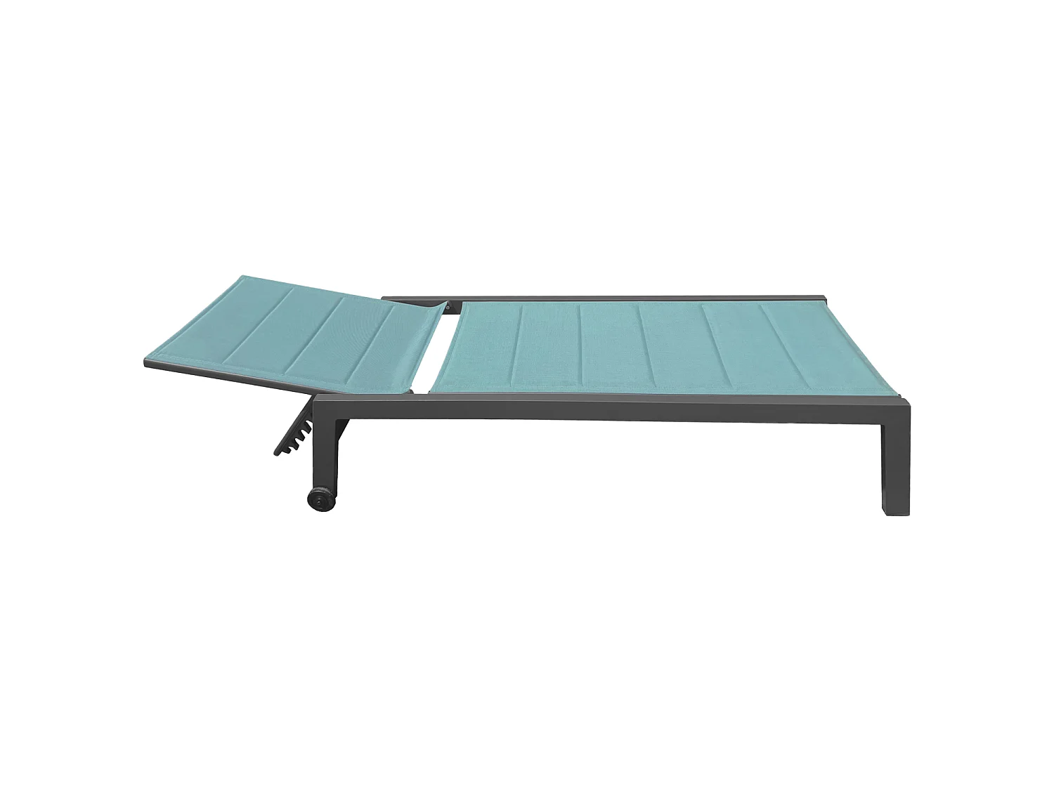 Bain de soleil BARBADOS en textilène vert d'eau - aluminium anthracite - HAPPY GARDEN