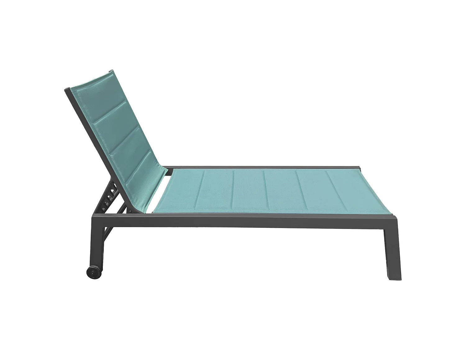 Bain de soleil BARBADOS en textilène vert d'eau - aluminium anthracite - HAPPY GARDEN