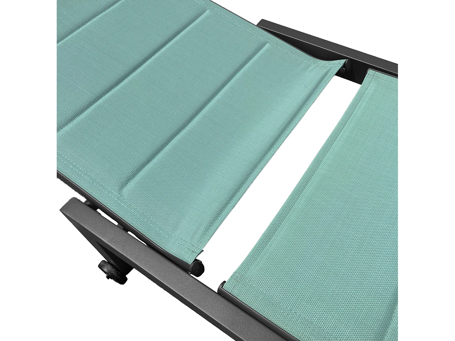 Bain de soleil BARBADOS en textilène vert d'eau - aluminium anthracite - HAPPY GARDEN