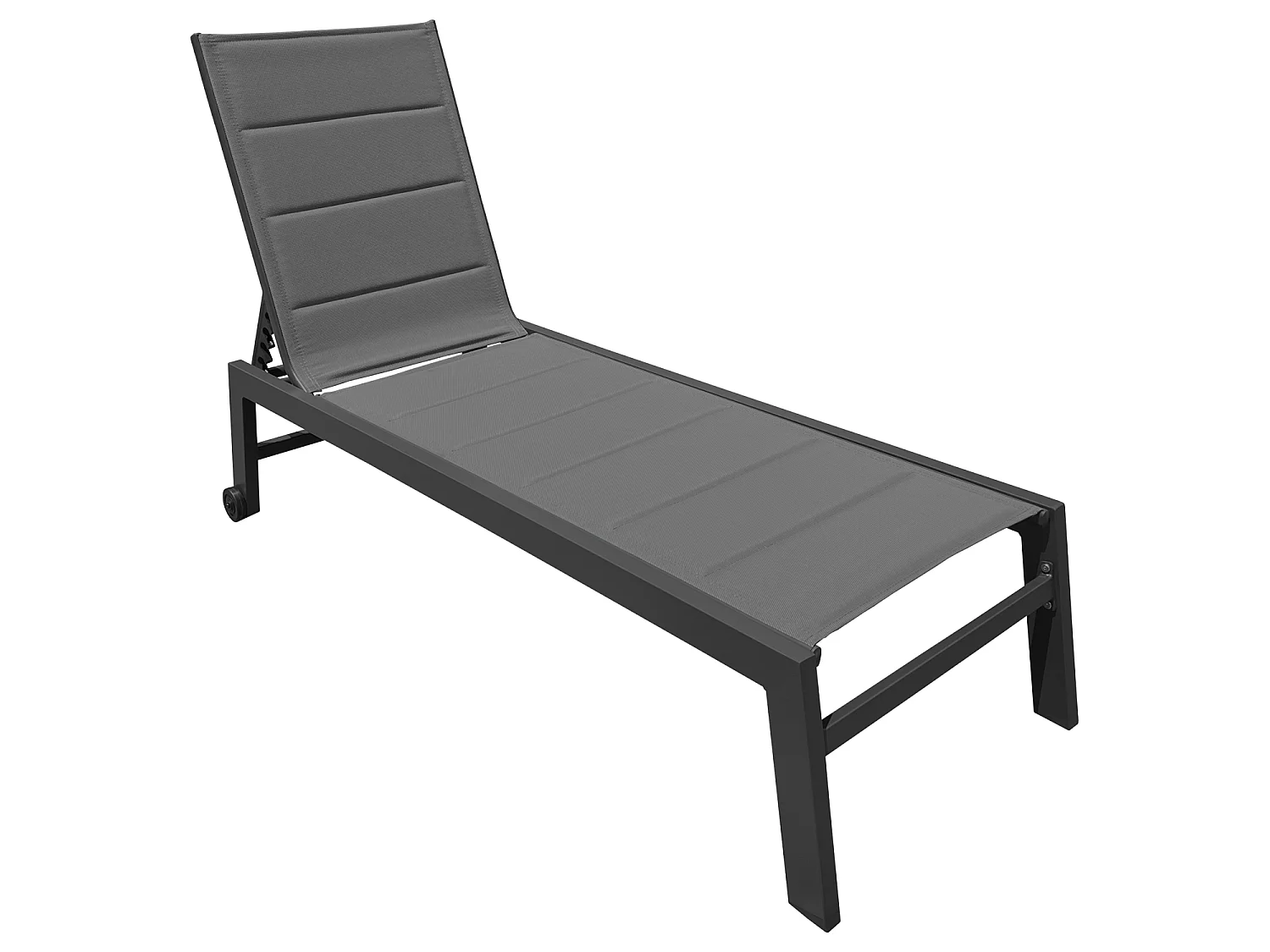 Bain de soleil BARBADOS en textilène gris - aluminium gris anthracite - HAPPY GARDEN