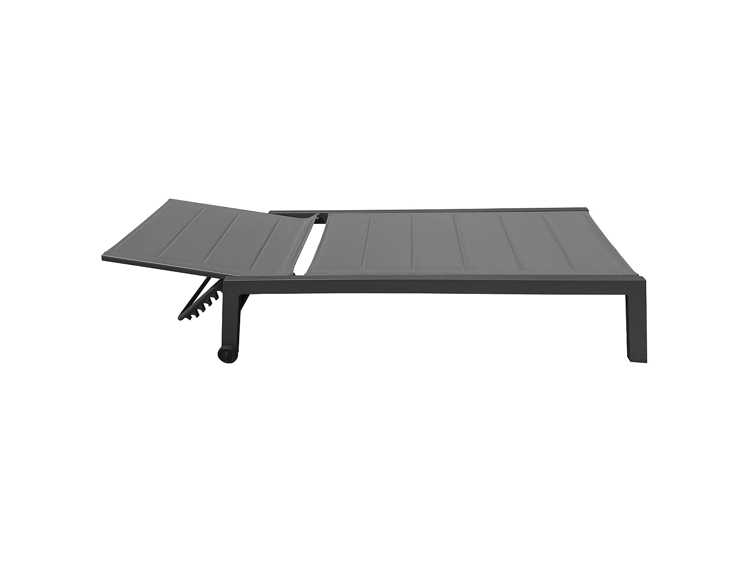 Bain de soleil BARBADOS en textilène gris - aluminium gris anthracite - HAPPY GARDEN