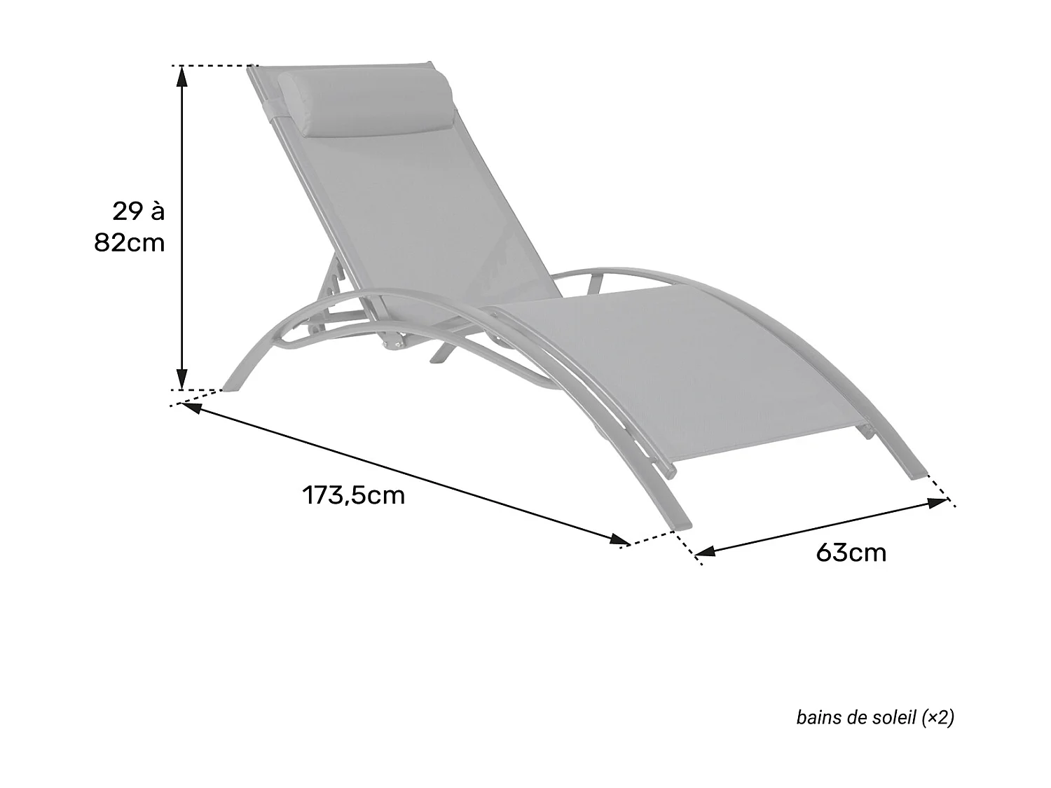 Set van 2 GALAPAGOS ligstoelen in watergroen textilene - antracietgrijs aluminium