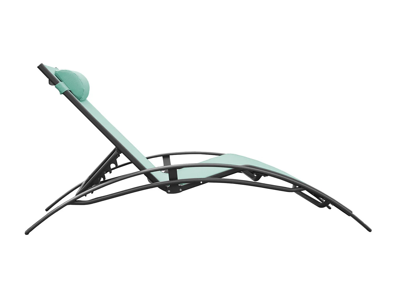 Lot de 2 transats GALAPAGOS en textilène vert d'eau - aluminium gris anthracite - HAPPY GARDEN