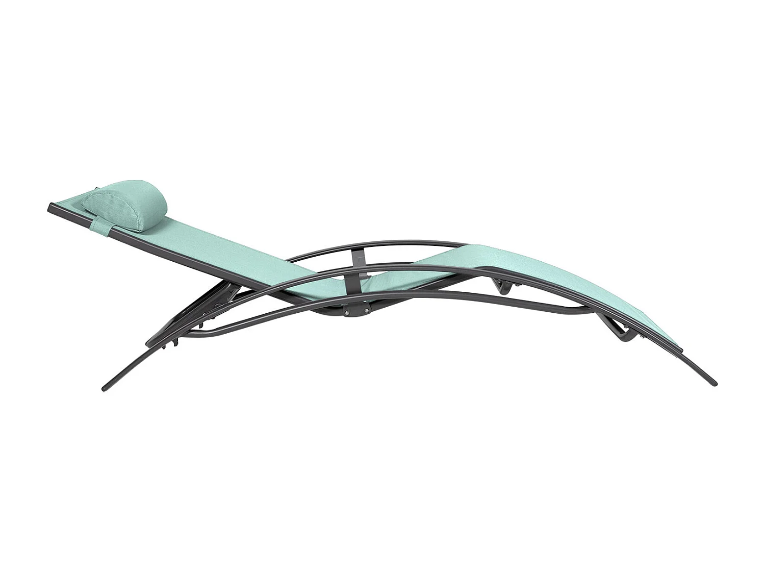 Lot de 2 transats GALAPAGOS en textilène vert d'eau - aluminium gris anthracite - HAPPY GARDEN