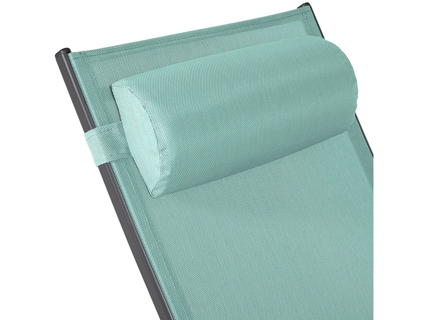 Lot de 2 transats GALAPAGOS en textilène vert d'eau - aluminium gris anthracite - HAPPY GARDEN