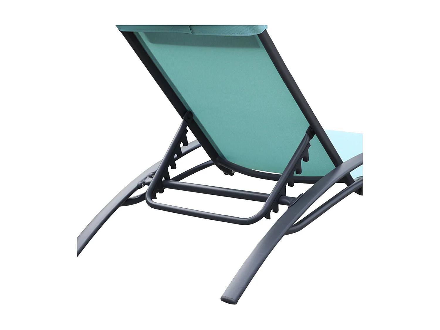 Lot de 2 transats GALAPAGOS en textilène vert d'eau - aluminium gris anthracite - HAPPY GARDEN