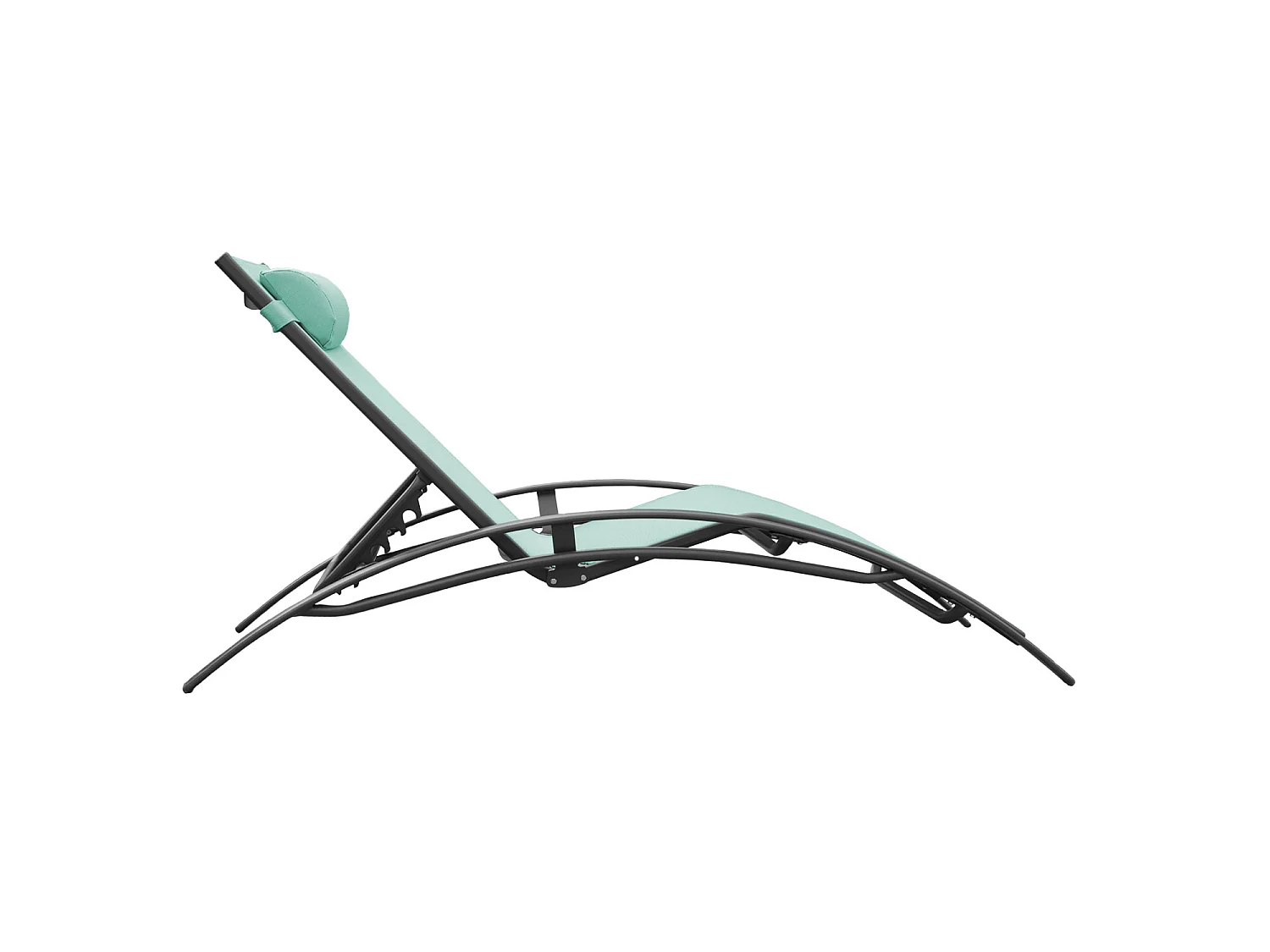 Lot de 2 transats GALAPAGOS en textilène vert d'eau - aluminium gris anthracite - HAPPY GARDEN
