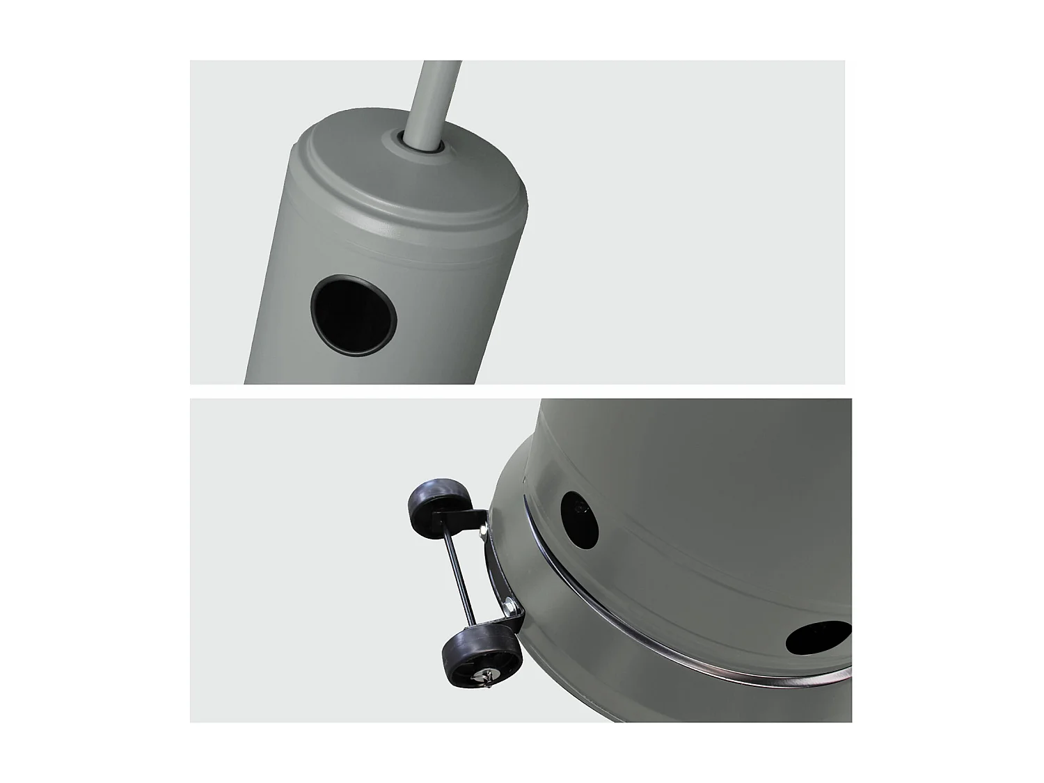 Parasol chauffant OSLO - chauffage d'extérieur gaz - acier gris + housse - HAPPY GARDEN