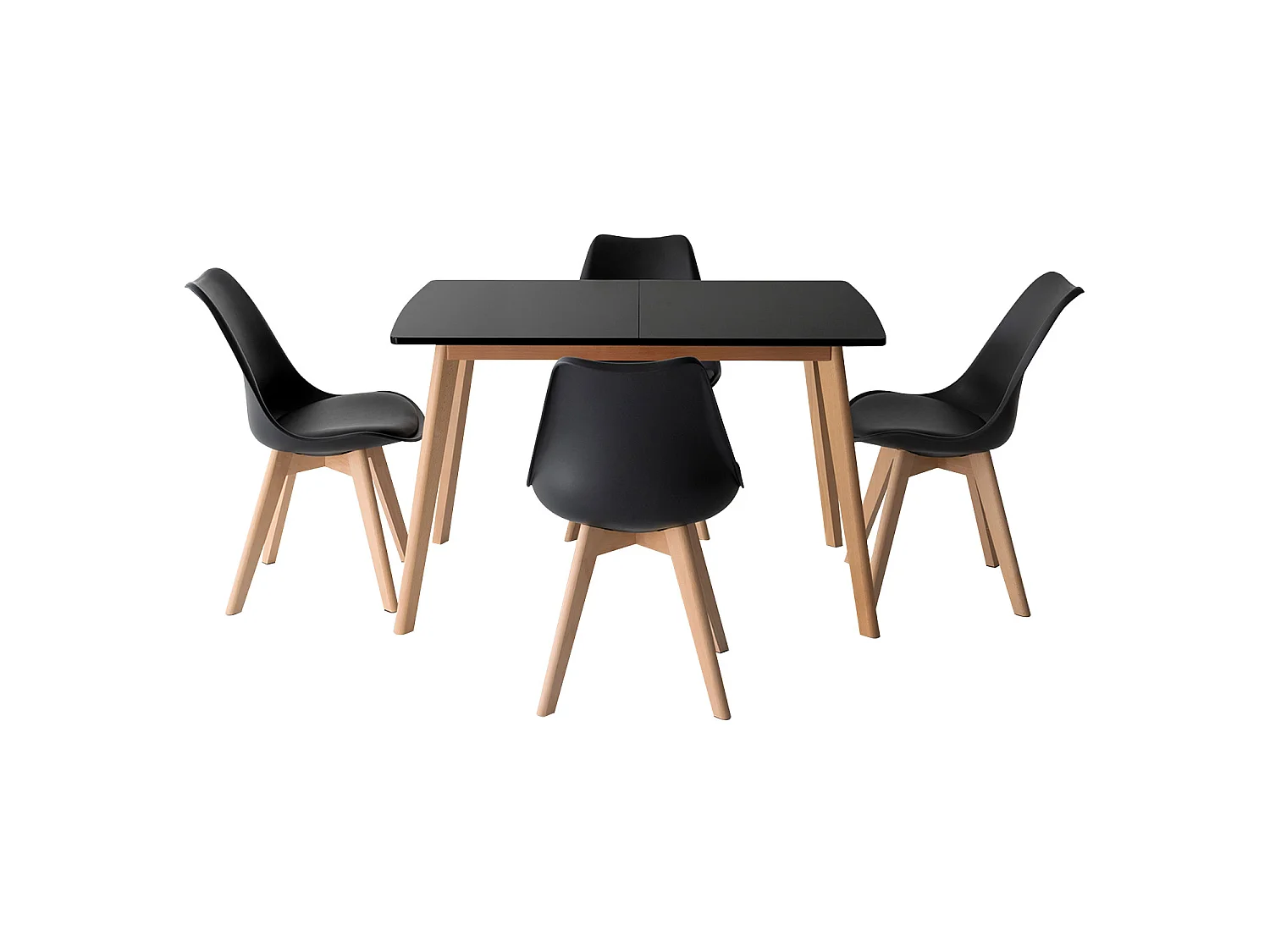 Conjunto de mesa extensible HELGA 120 / 160cm y 4 sillas NORA