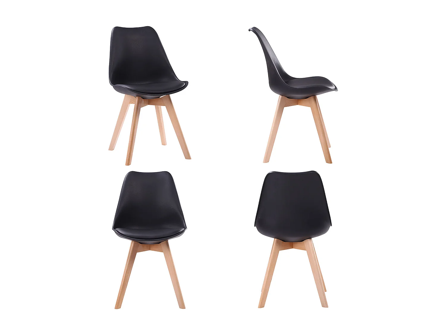Ensemble table extensible 120/160cm HELGA et 4 chaises NORA noir - HAPPY GARDEN