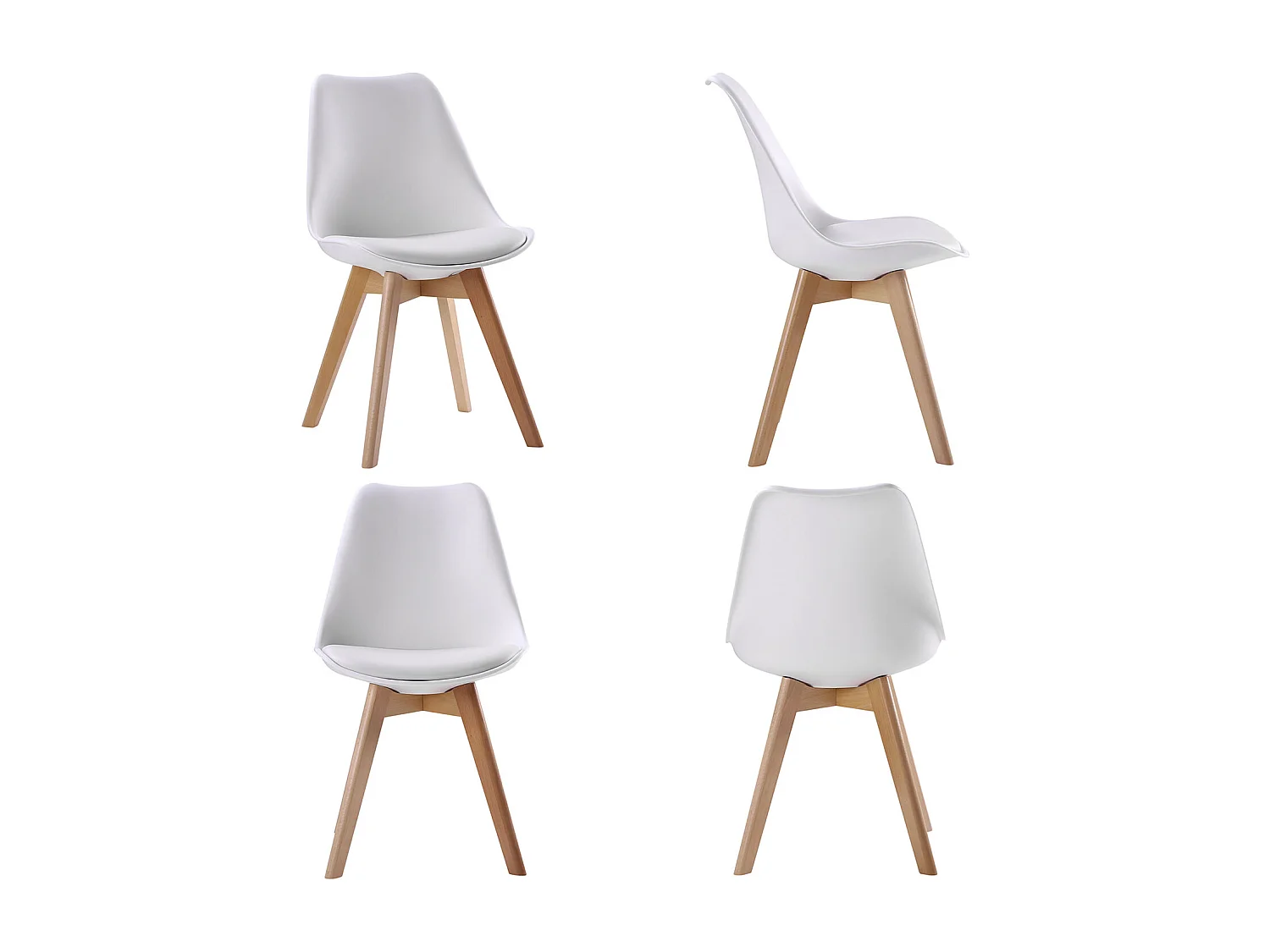 Conjunto de mesa rectangular PIA de 120cm y 4 sillas NORA blancas