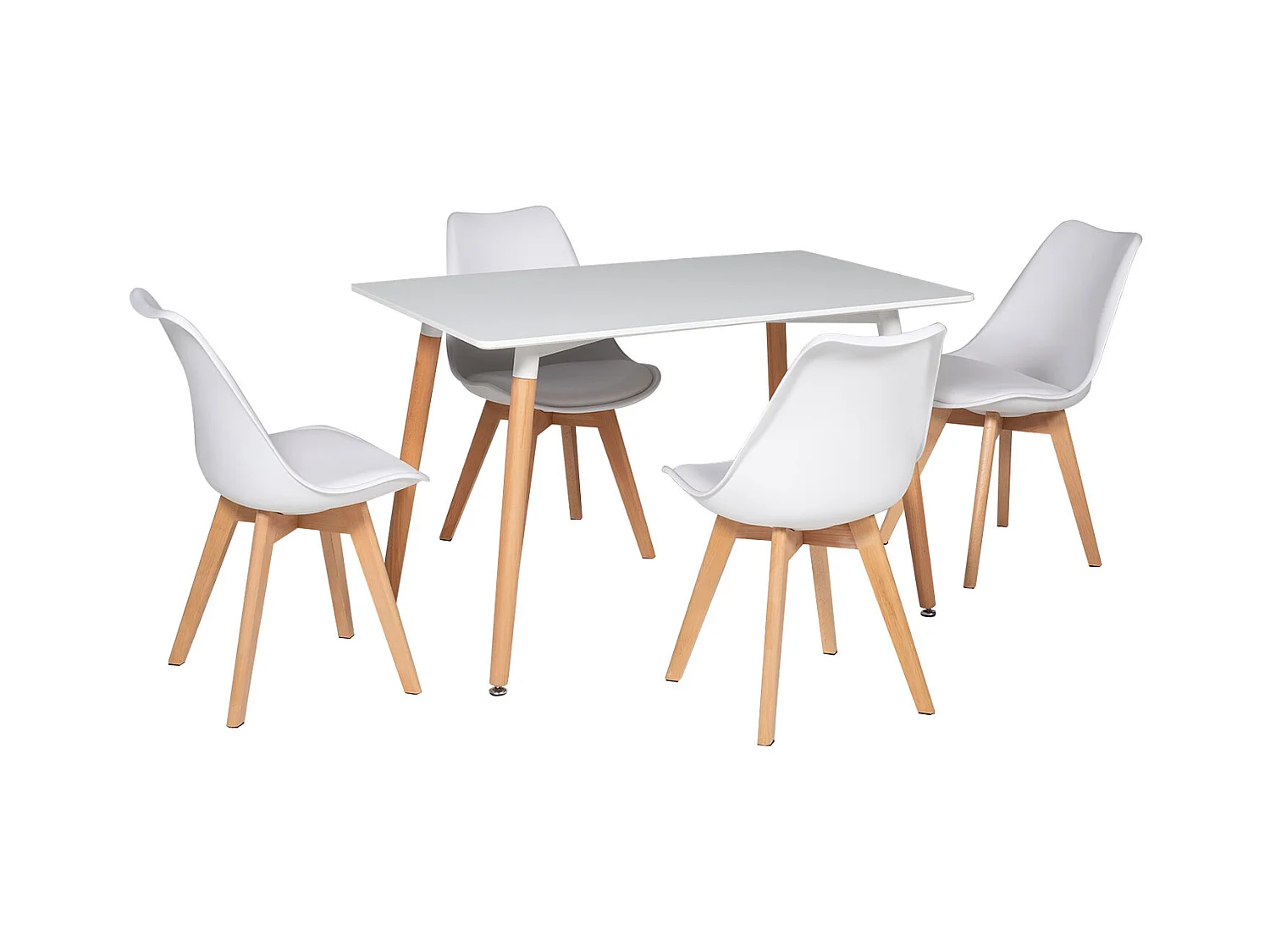 Ensemble table rectangulaire 120cm PIA et 4 chaises NORA blanc - HAPPY GARDEN