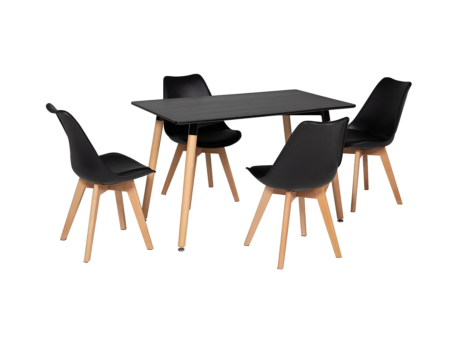 Ensemble table rectangulaire 120cm PIA et 4 chaises NORA noir - HAPPY GARDEN