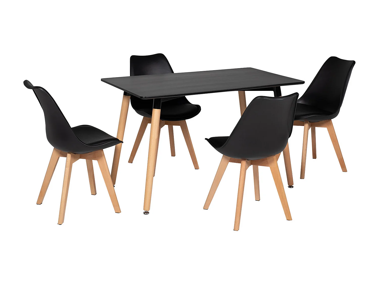 Ensemble table rectangulaire 120cm PIA et 4 chaises NORA noir - HAPPY GARDEN